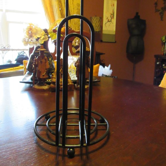 ▪️🖤▪️Fabulous Art Deco Style Onyx Black Powder Coated Enamel Paper Towel Holder - Picture 2 of 12